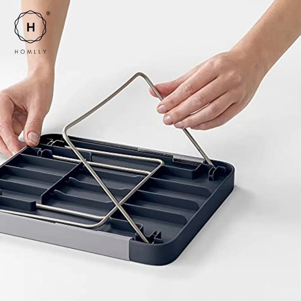 Homlly Expandable Kitchen Cabinet Shelf Organizers (Grey)