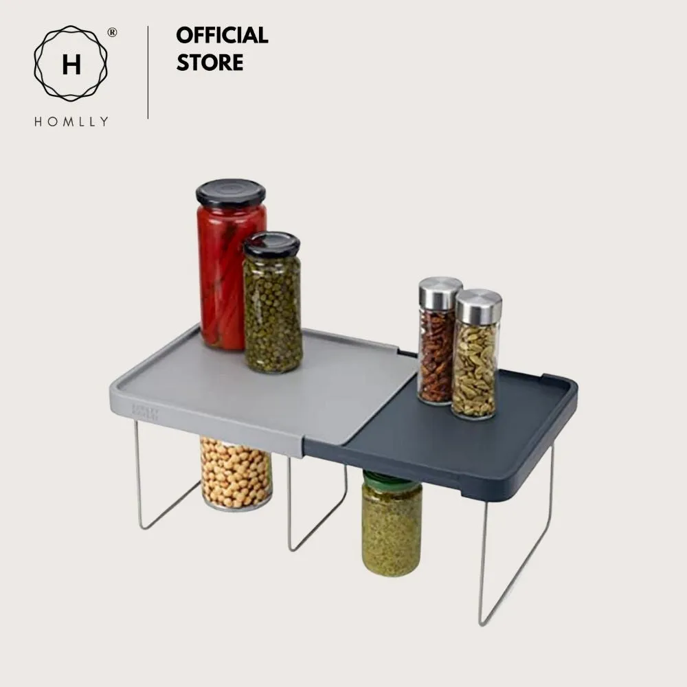 Homlly Expandable Kitchen Cabinet Shelf Organizers (Grey)