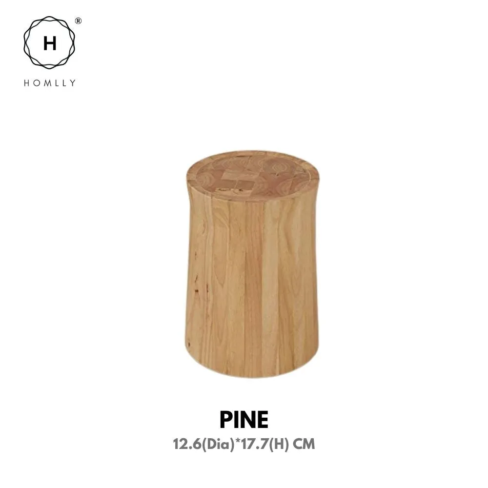 Homlly Round Pine Tree Wood Side Table