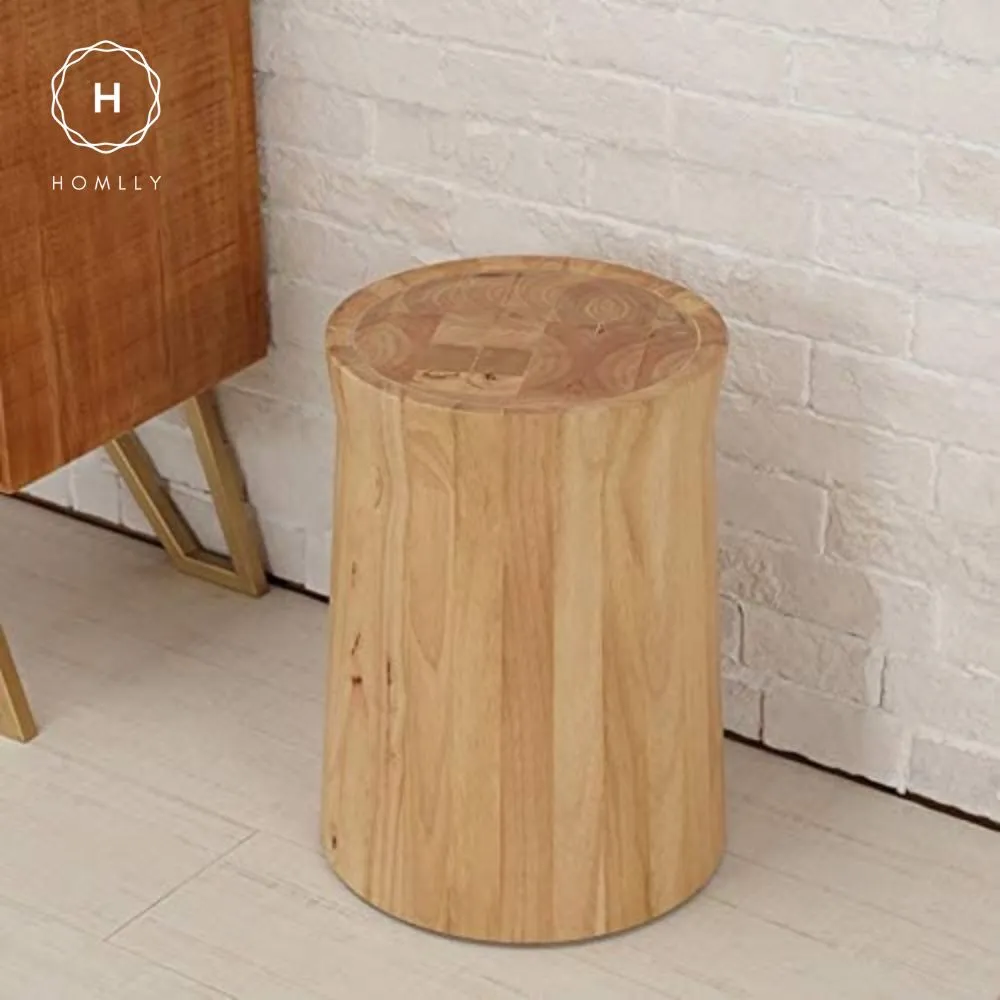 Homlly Round Pine Tree Wood Side Table