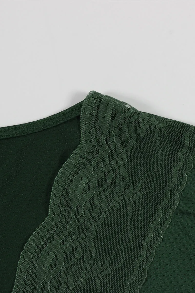 HTZ1127 Plus Lace Trim Mesh Jersey Top