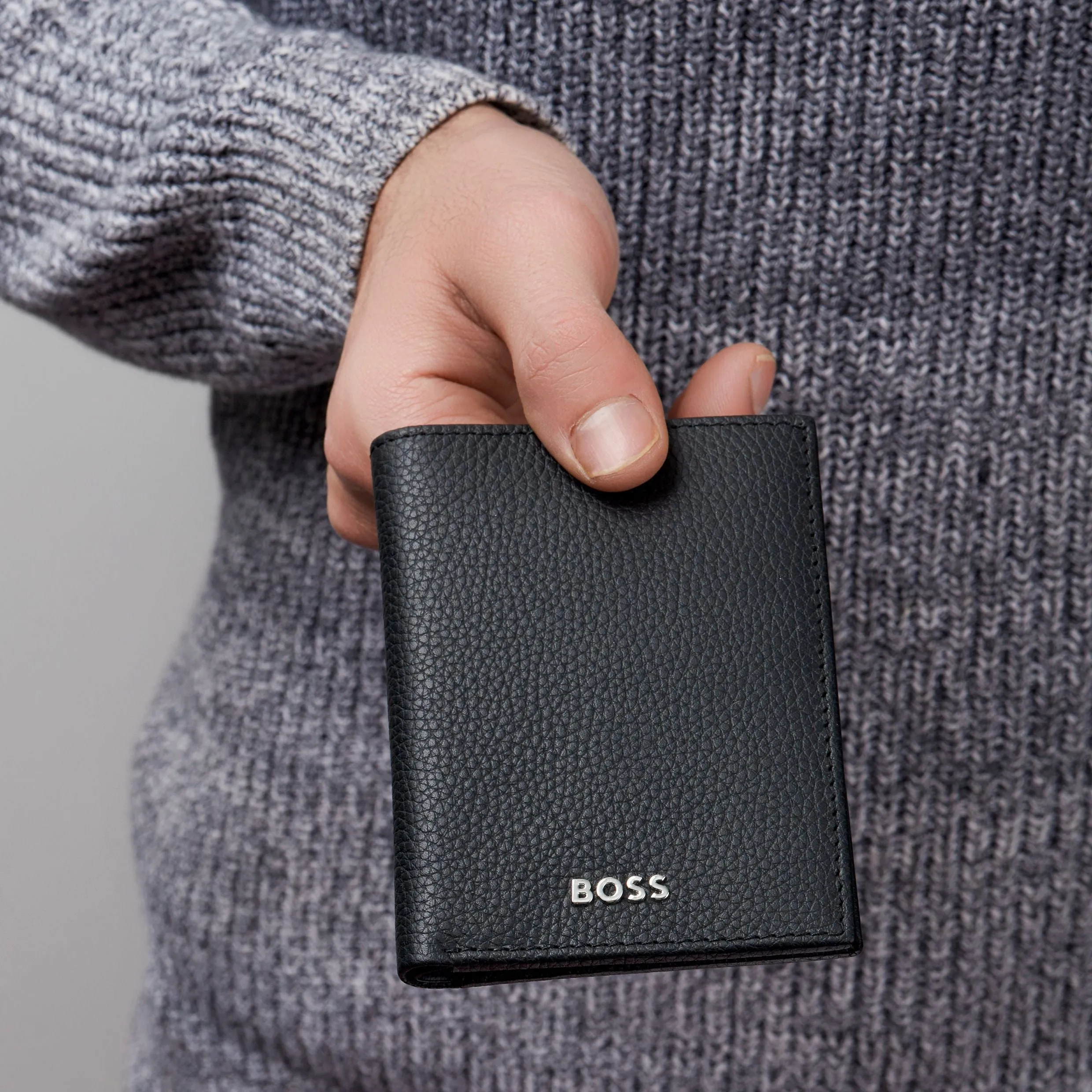 HUGO BOSS HLE416A-Folding Card holder Classic Grained Black