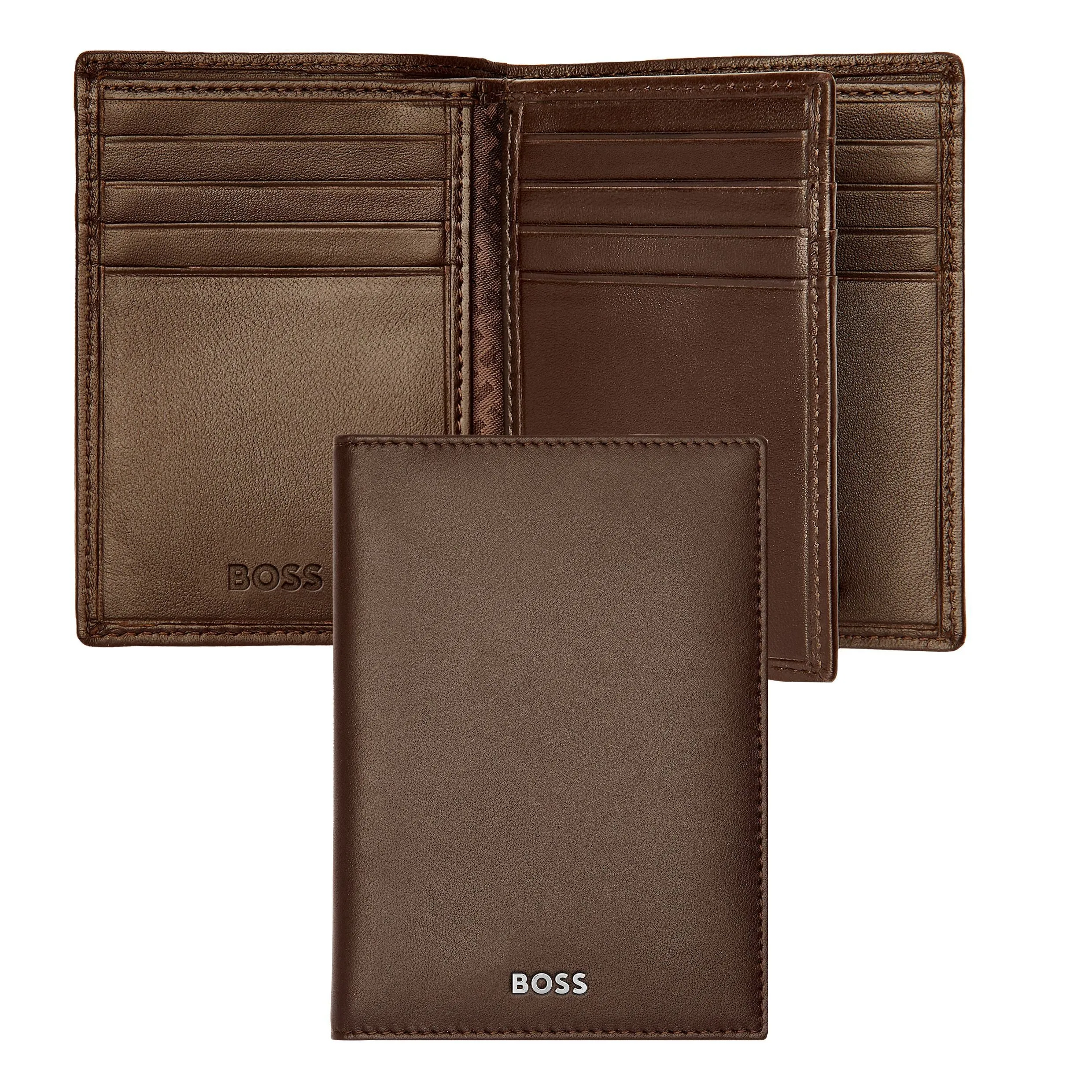HUGO BOSS HLF403Y-Card holder trifold Classic Smooth Brown