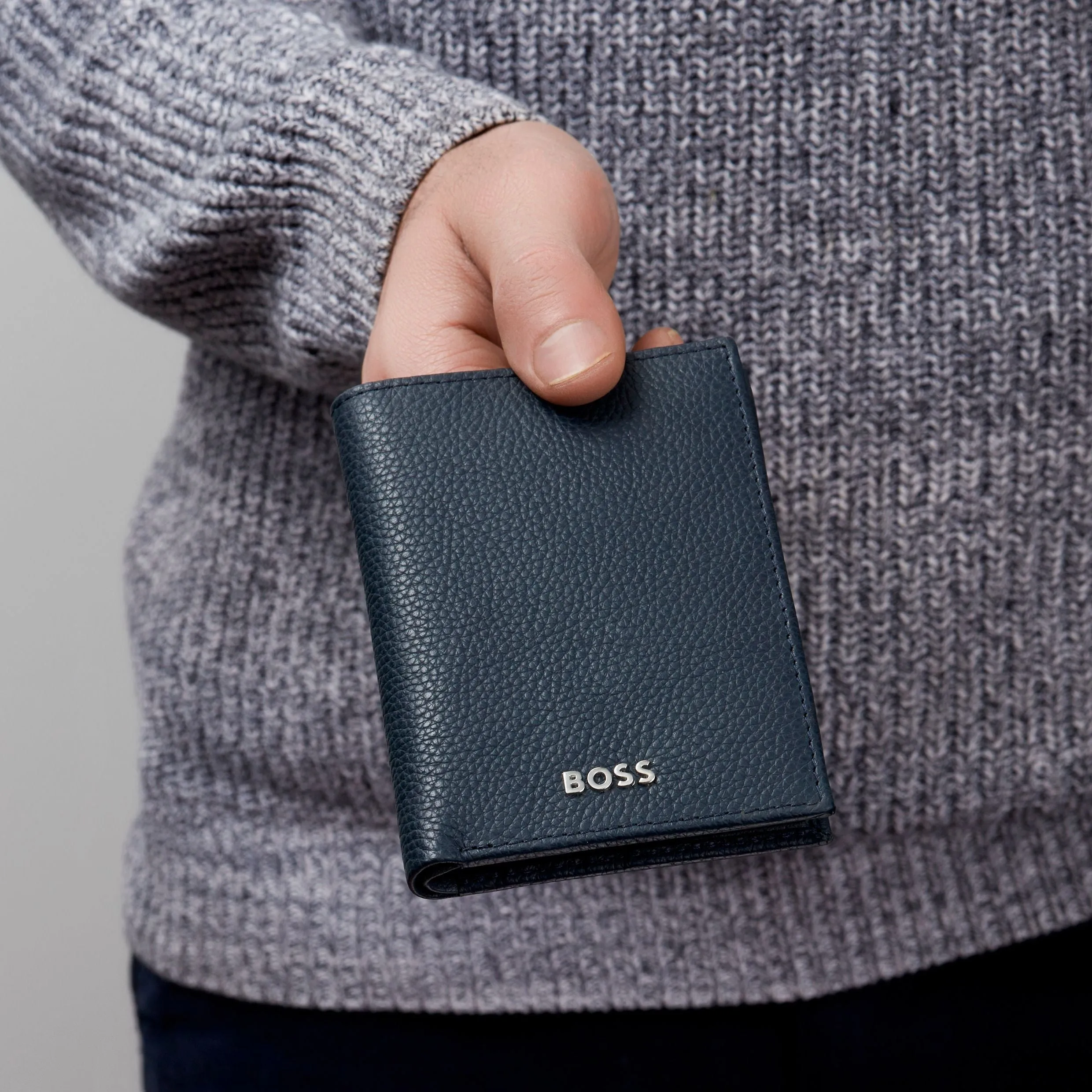 HUGO BOSS HLF416N-Card holder trifold Classic Grained Navy