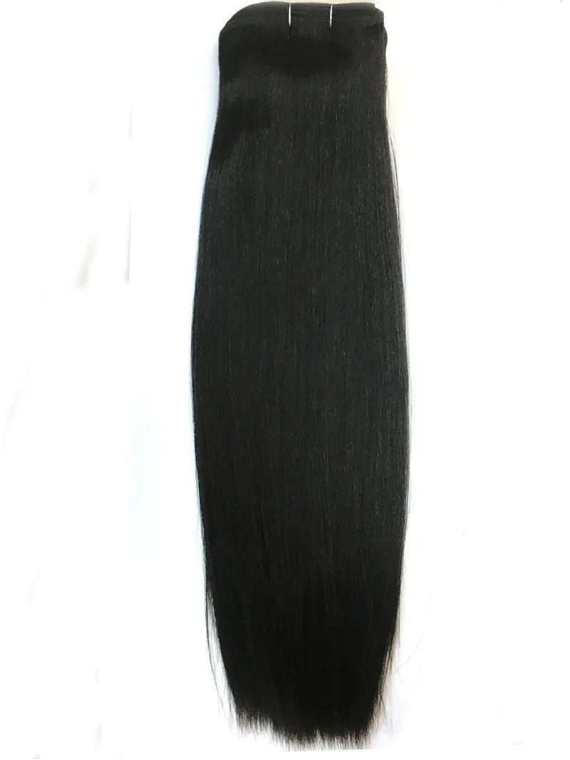 Indian Remy Yaki Straight Human Hair Extensions - Wefted Hair 22"