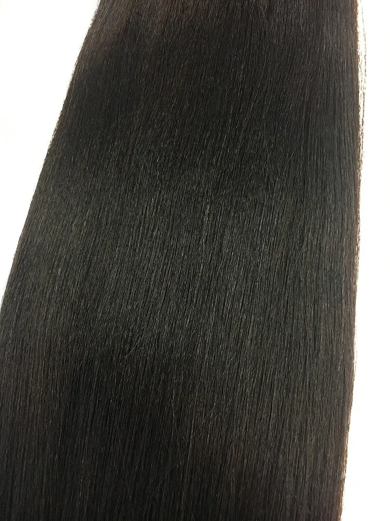 Indian Remy Yaki Straight Human Hair Extensions - Wefted Hair 22"