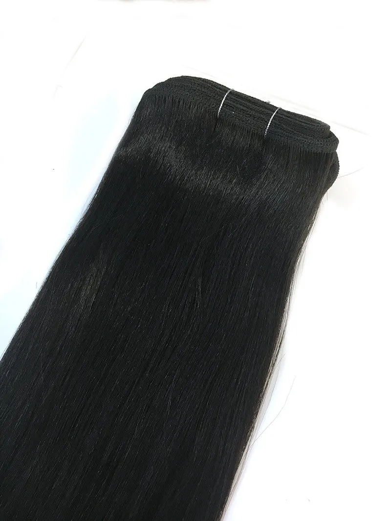 Indian Remy Yaki Straight Human Hair Extensions - Wefted Hair 22"