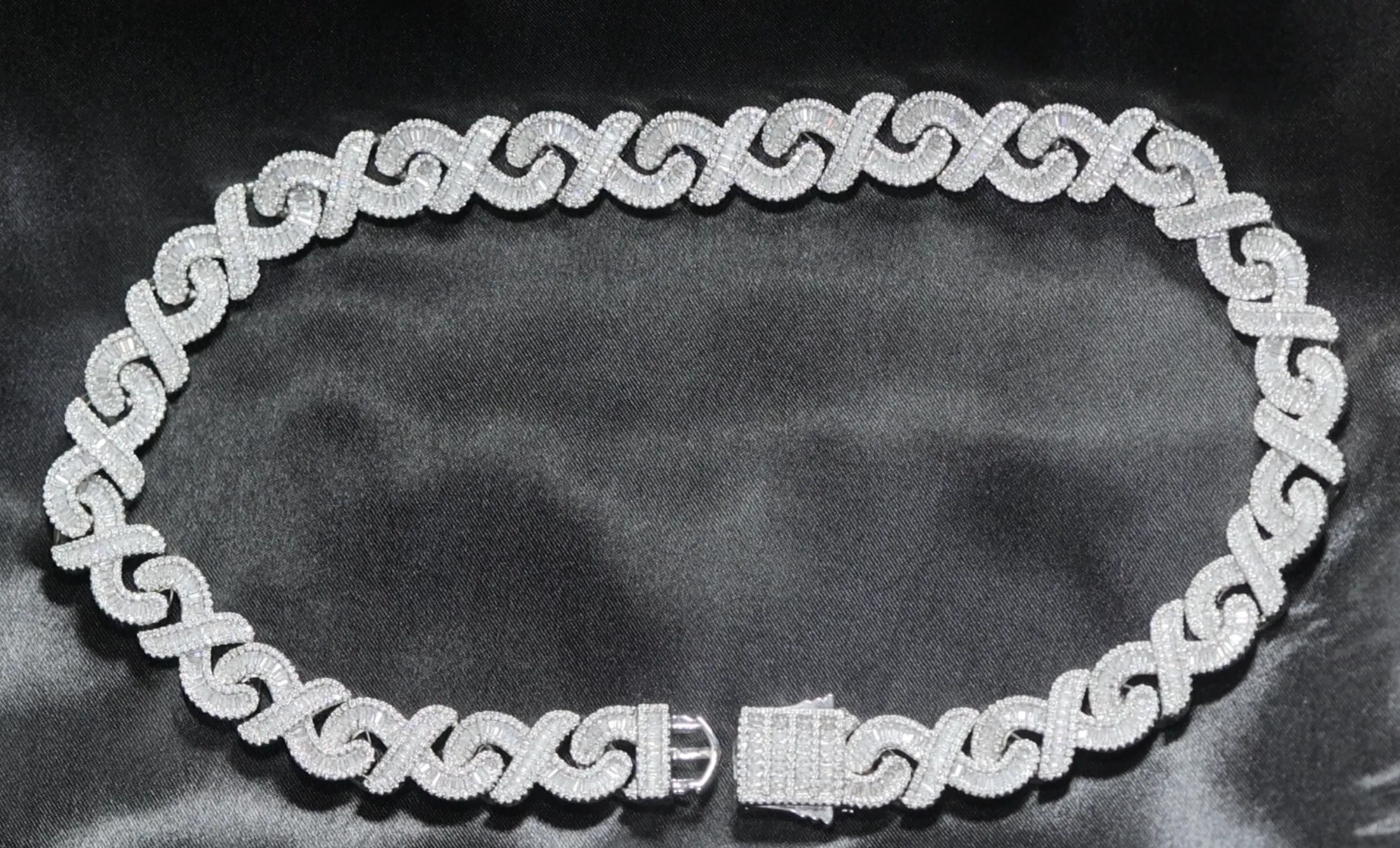 Infinity Link Chain | Iced Out Chain | Iced Out Necklace | Mens Diamond Necklace | Baguette Necklace | Hip Hop Chain | Mens Infinity Chain