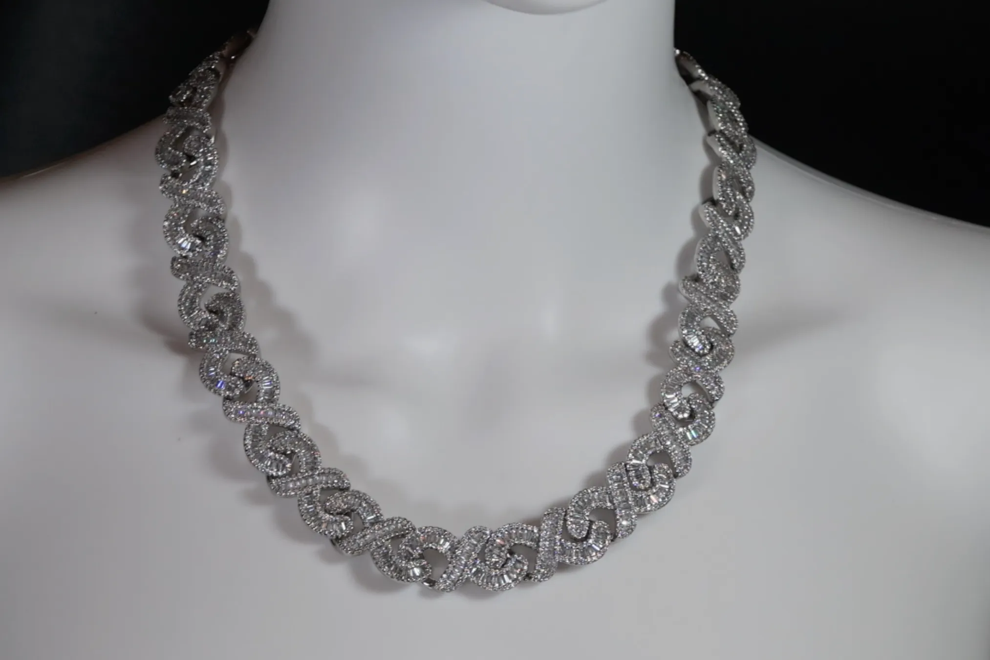 Infinity Link Chain | Iced Out Chain | Iced Out Necklace | Mens Diamond Necklace | Baguette Necklace | Hip Hop Chain | Mens Infinity Chain