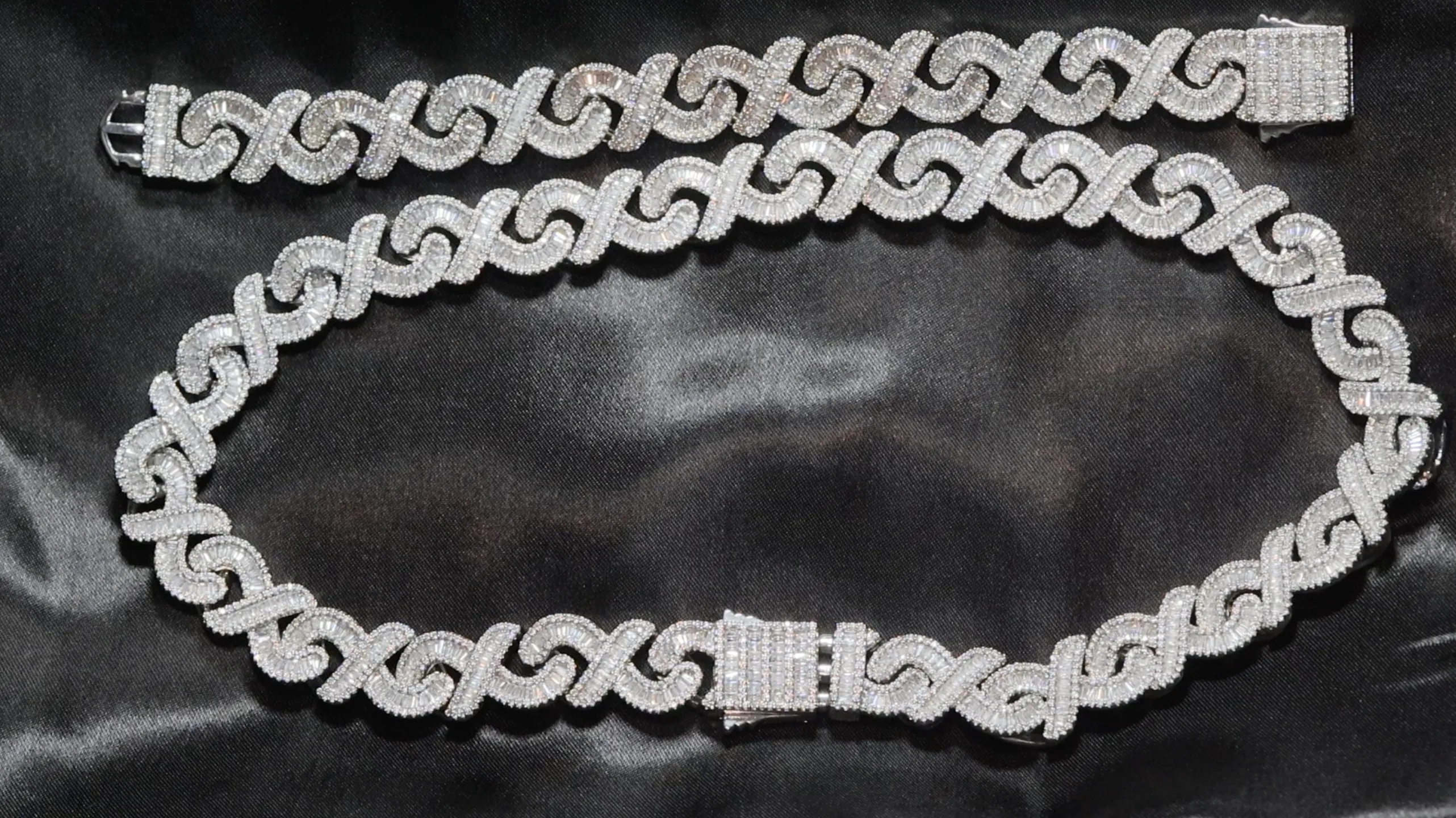 Infinity Link Chain | Iced Out Chain | Iced Out Necklace | Mens Diamond Necklace | Baguette Necklace | Hip Hop Chain | Mens Infinity Chain