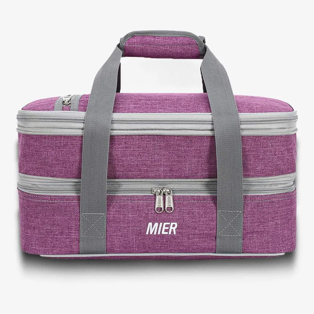 Insulated Double Casserole Carrier Bag Thermal Lunch Tote
