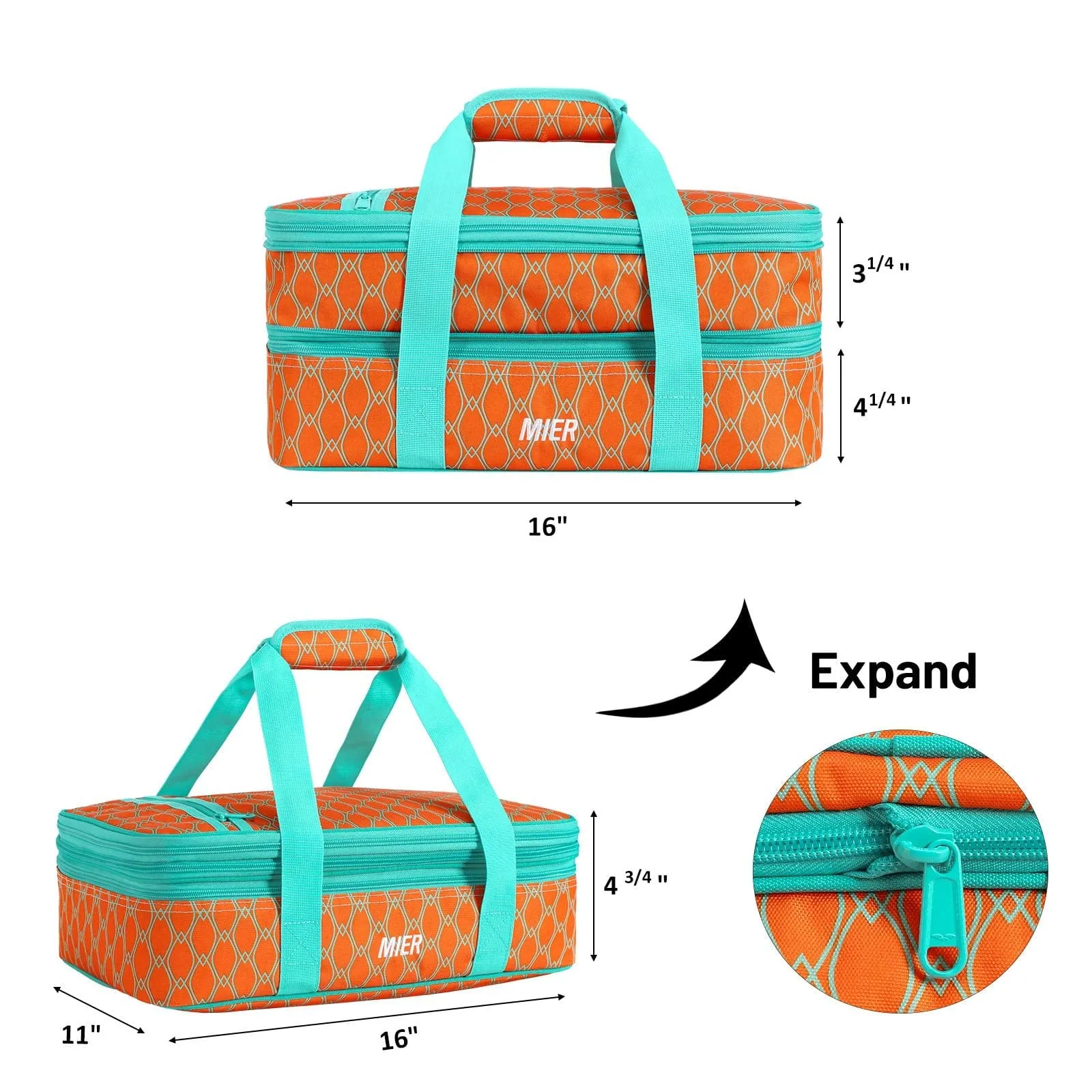 Insulated Double Casserole Carrier Bag Thermal Lunch Tote