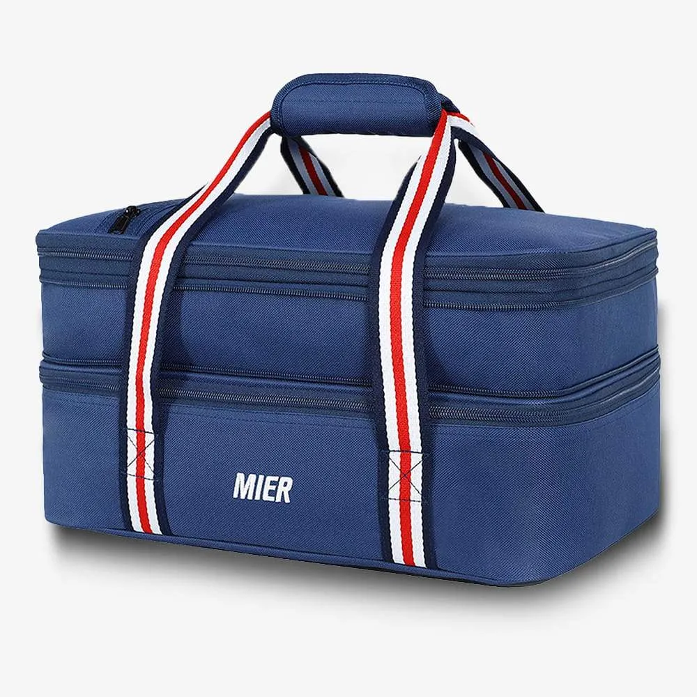 Insulated Double Casserole Carrier Bag Thermal Lunch Tote