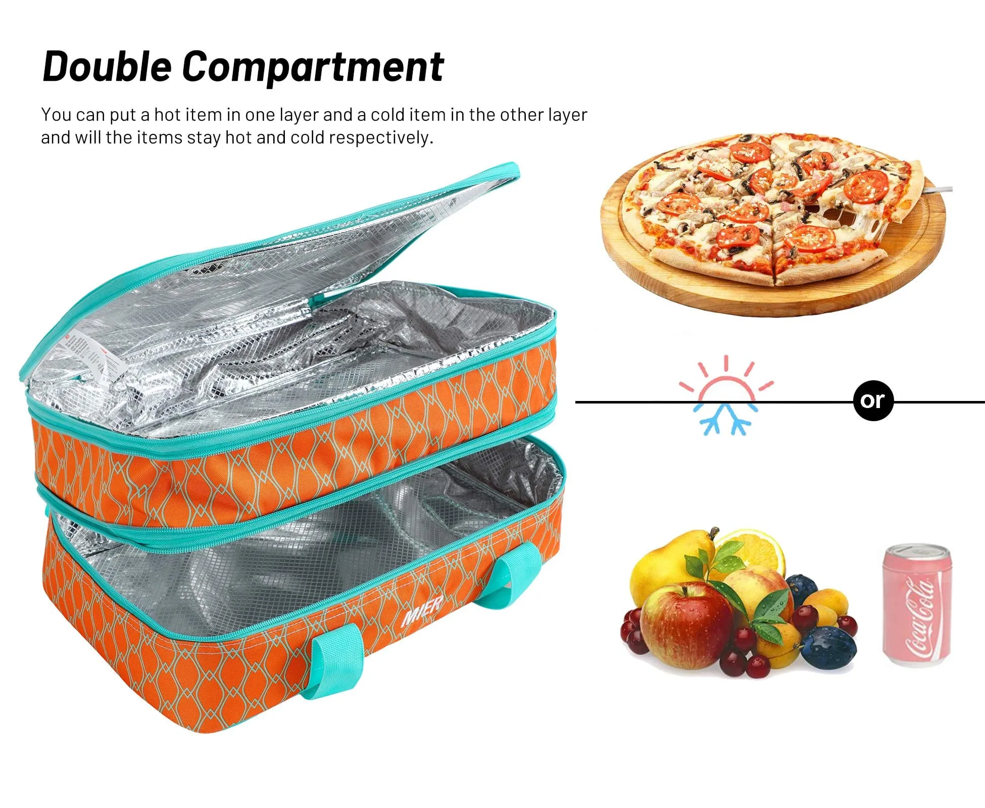 Insulated Double Casserole Carrier Bag Thermal Lunch Tote