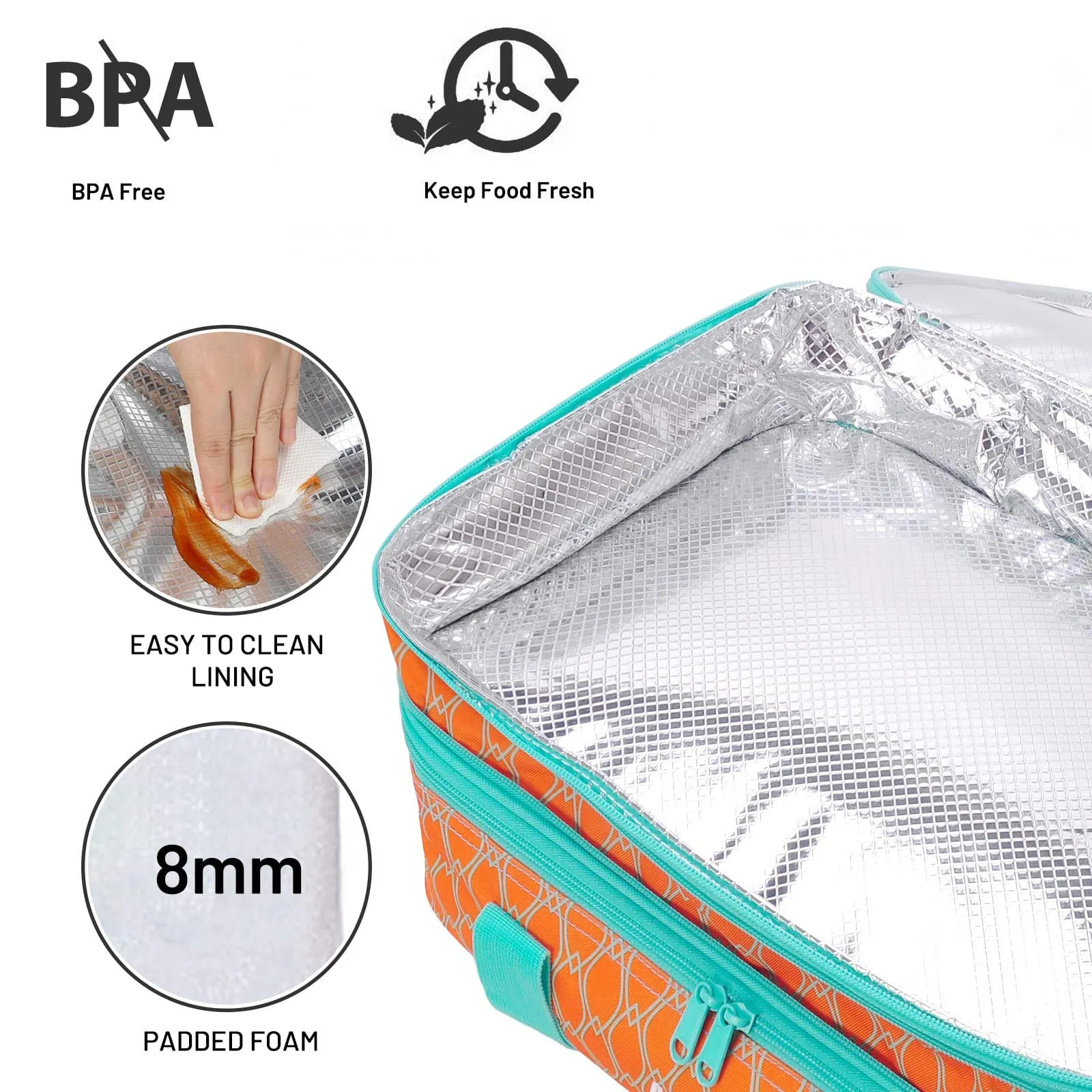 Insulated Double Casserole Carrier Bag Thermal Lunch Tote