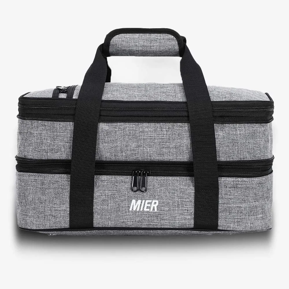 Insulated Double Casserole Carrier Bag Thermal Lunch Tote