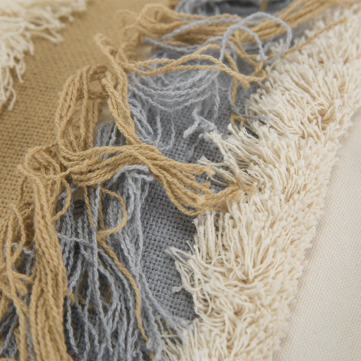 Ivory Beige Textural Strands Lumbar Pillow