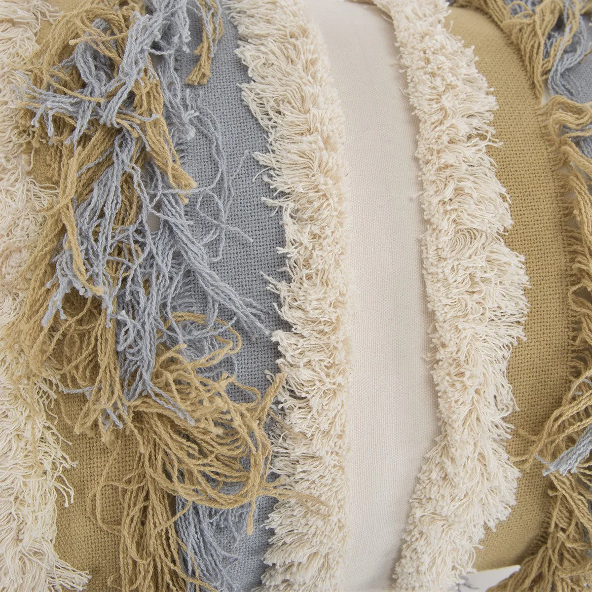 Ivory Beige Textural Strands Lumbar Pillow