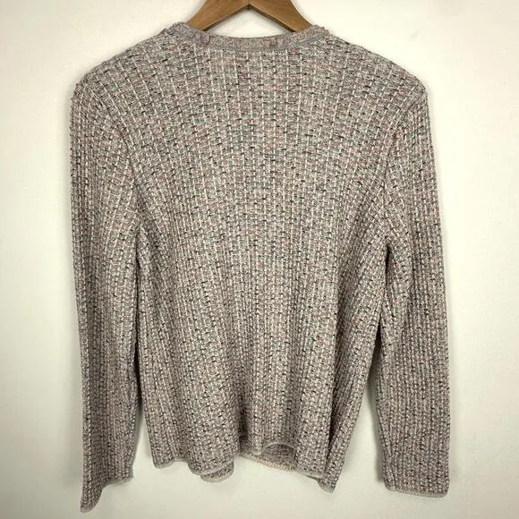 J Jill NWT Pink   Grey Tweed Cardigan Sweater Jacket SIZE S