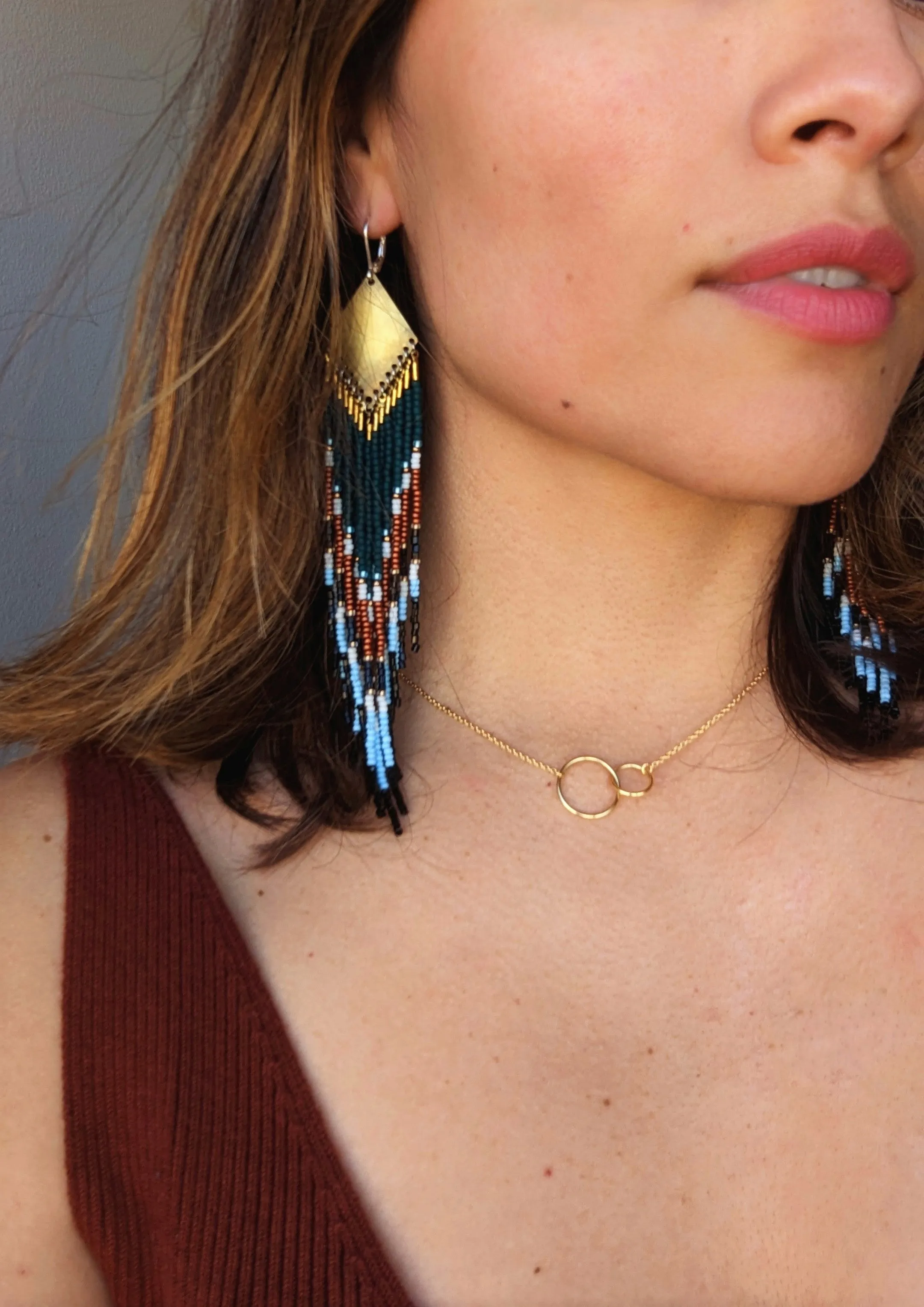 JLO Teal & Black Seed Bead Earrings