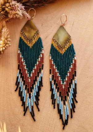 JLO Teal & Black Seed Bead Earrings