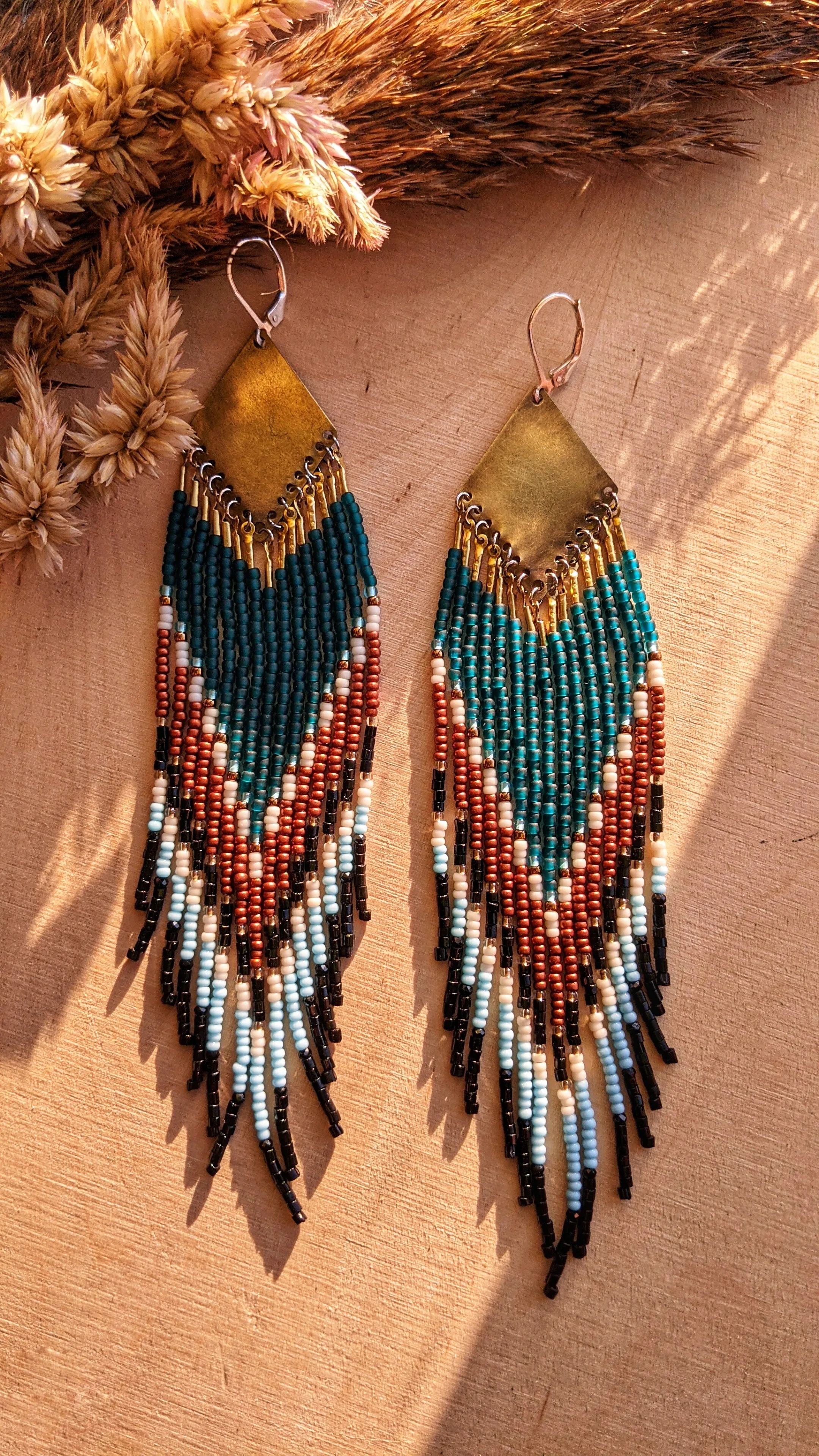 JLO Teal & Black Seed Bead Earrings