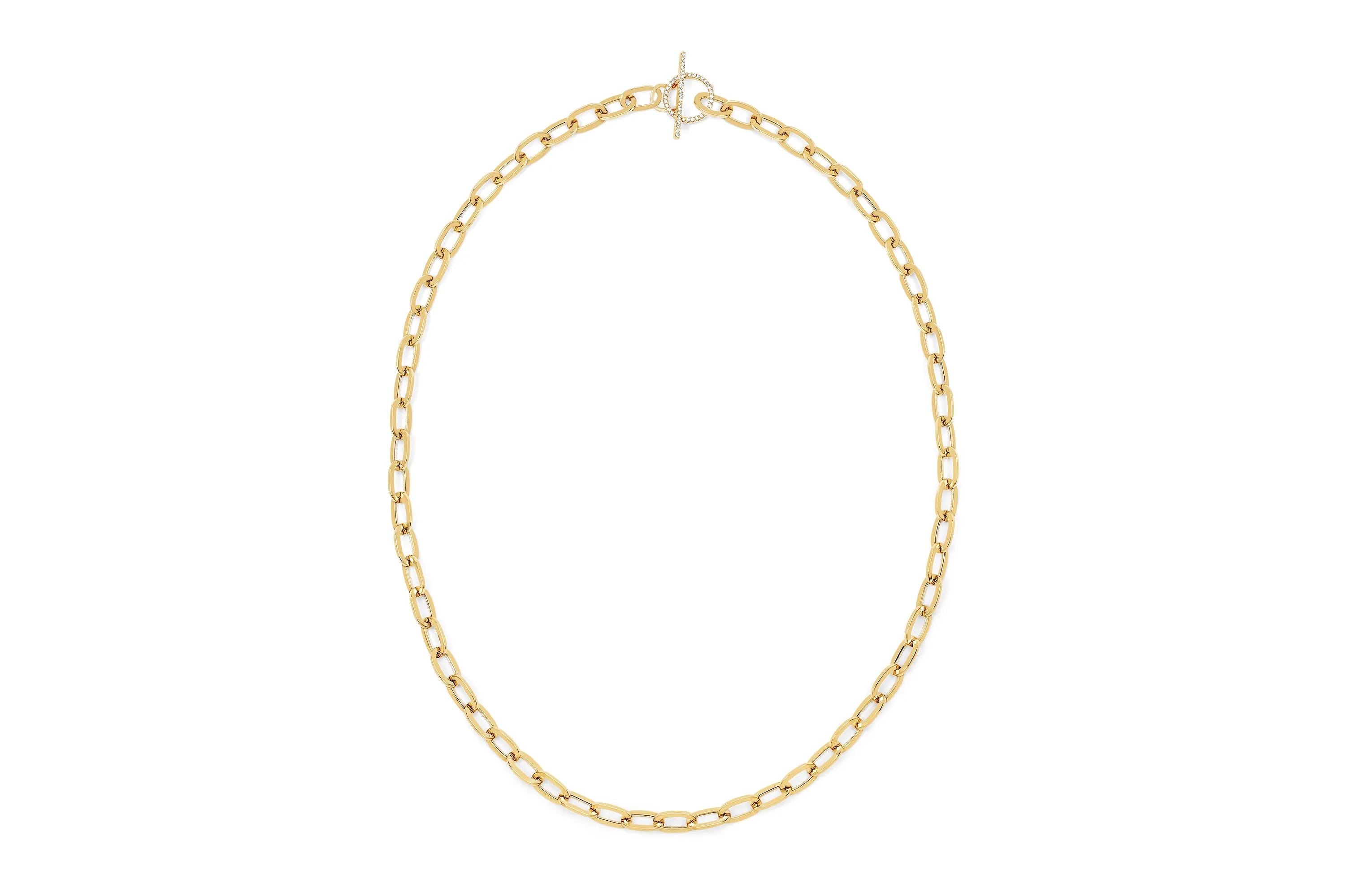 Jumbo Link Chain & Diamond Toggle Necklace