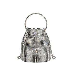 Kasee Small Crystal Top Handle Bag in Silver