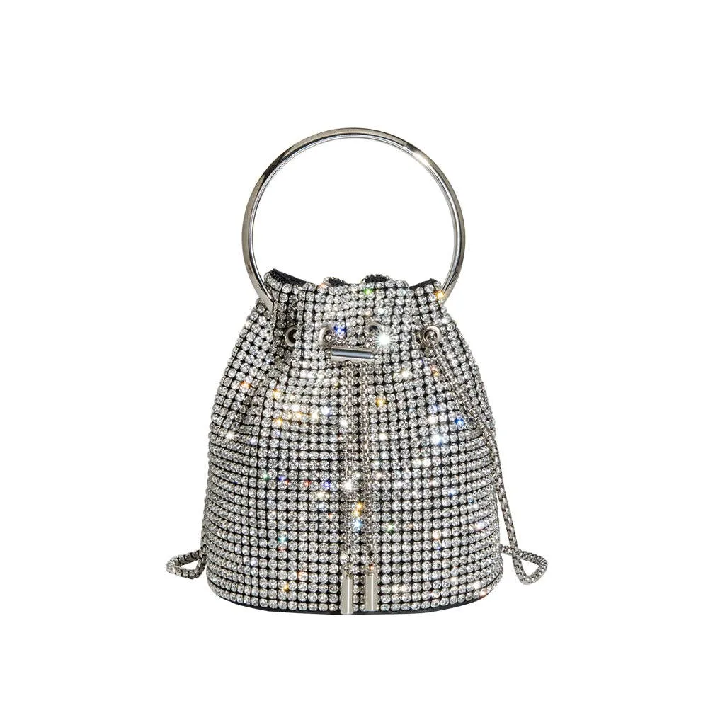 Kasee Small Crystal Top Handle Bag in Silver