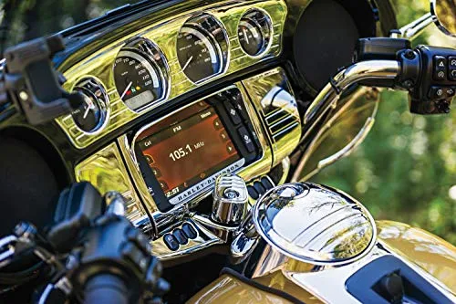 Kuryakyn 7240 Motorcycle Accent Accessory: Deluxe Tri-Line Stereo Trim Kit for 2014-19 Harley-Davidson Touring & Tri Glide Motorcycles, Chrome