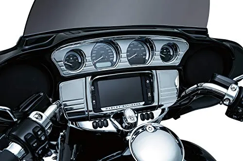 Kuryakyn 7240 Motorcycle Accent Accessory: Deluxe Tri-Line Stereo Trim Kit for 2014-19 Harley-Davidson Touring & Tri Glide Motorcycles, Chrome