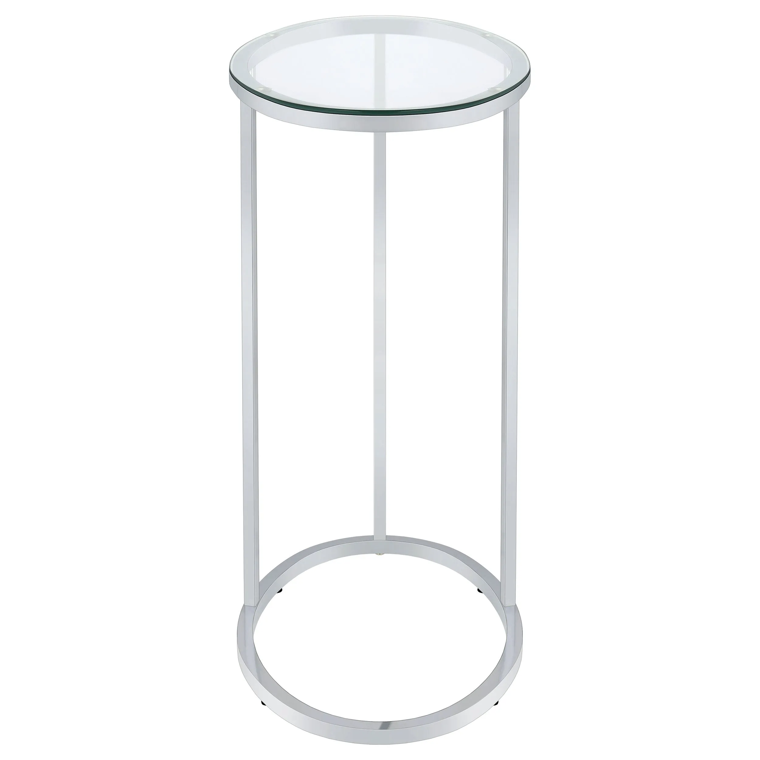 Kyle Oval Glass Top C-Shaped Sofa Side Table Chrome