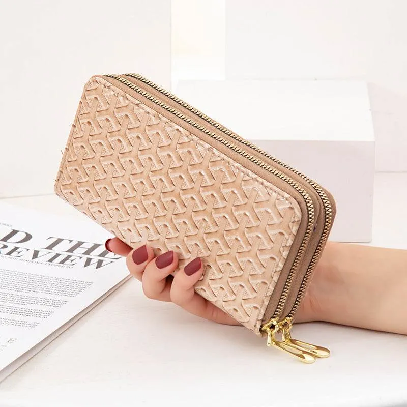Large Capacity Double Layer Bright Leather Striped Mobile Phone Bag