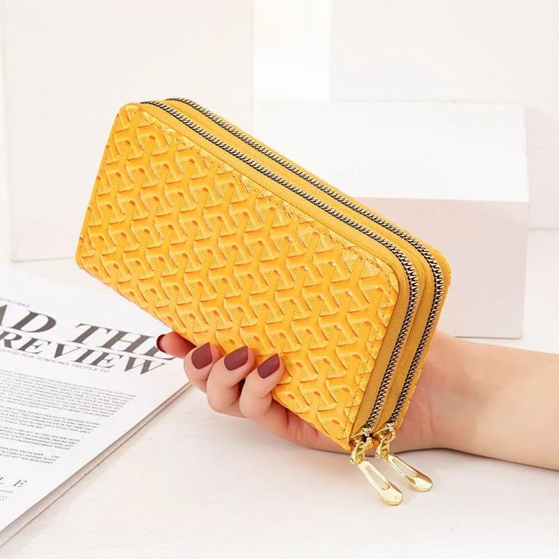 Large Capacity Double Layer Bright Leather Striped Mobile Phone Bag