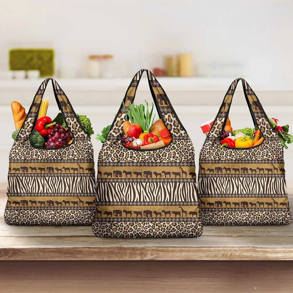 Leopards and Zebra Skins Grocery Bag Mix African Pattern LT15