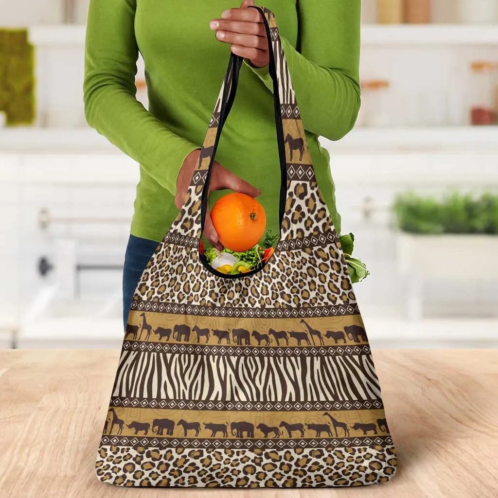 Leopards and Zebra Skins Grocery Bag Mix African Pattern LT15