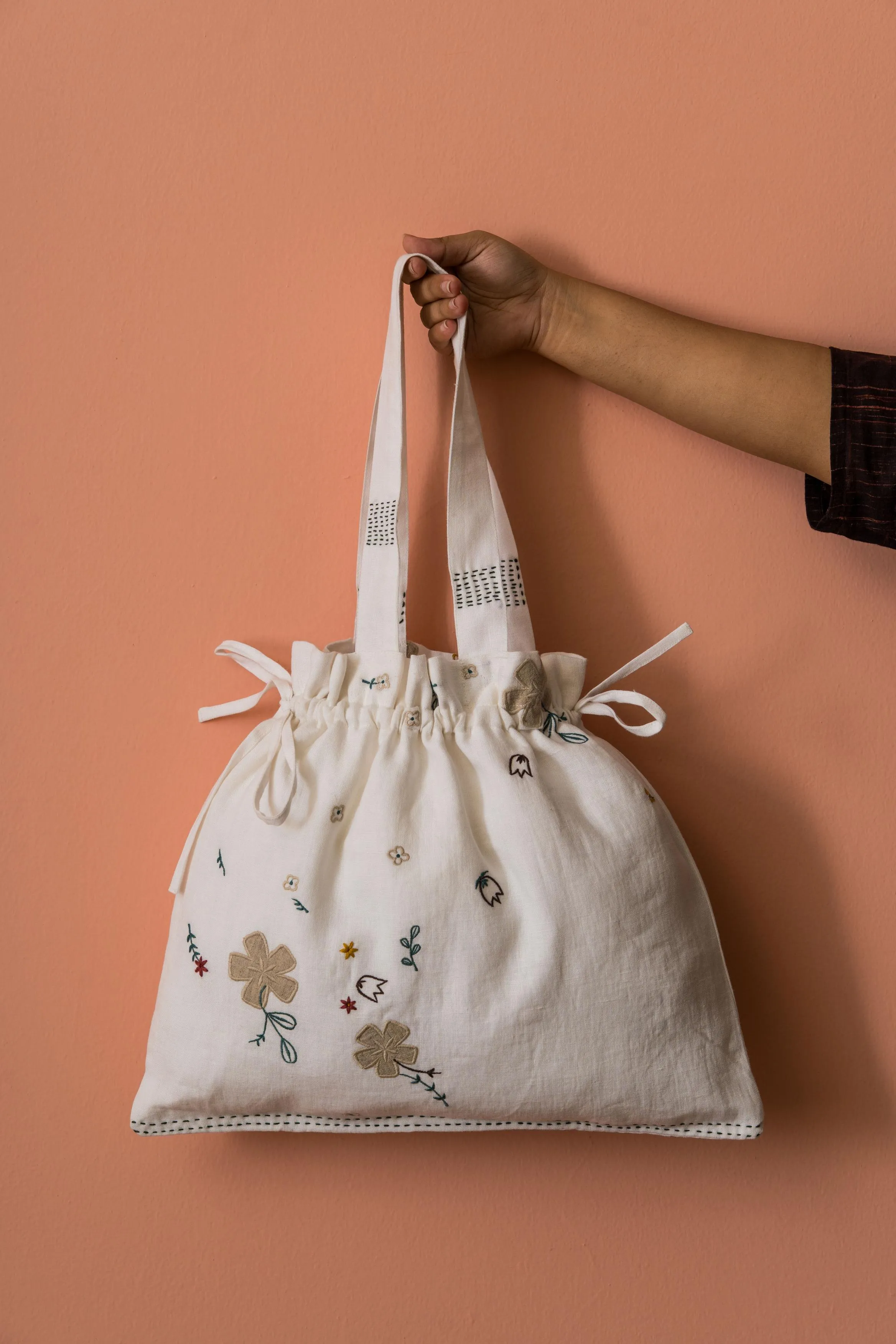Linen Poetry Drawstrings Bags