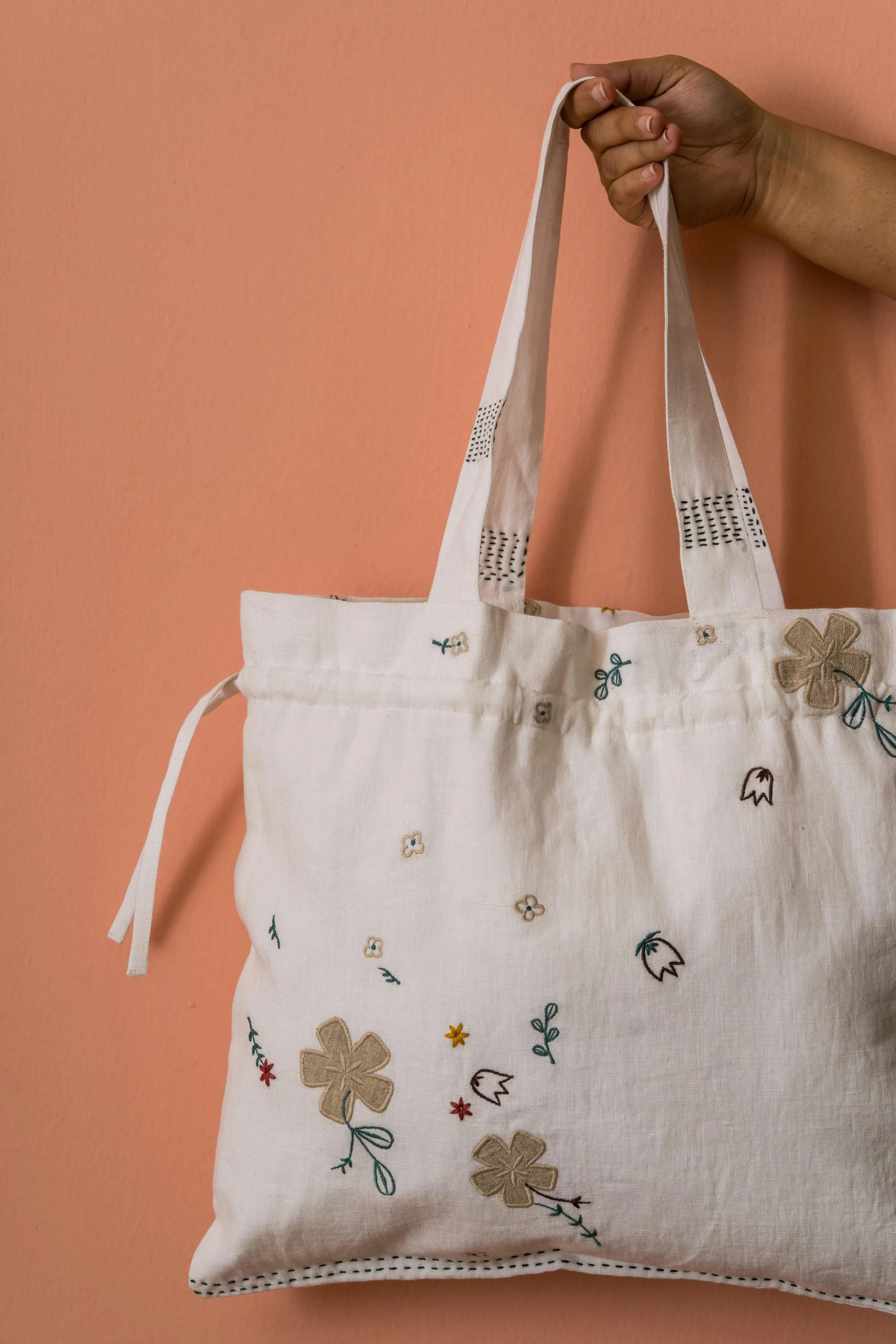 Linen Poetry Drawstrings Bags