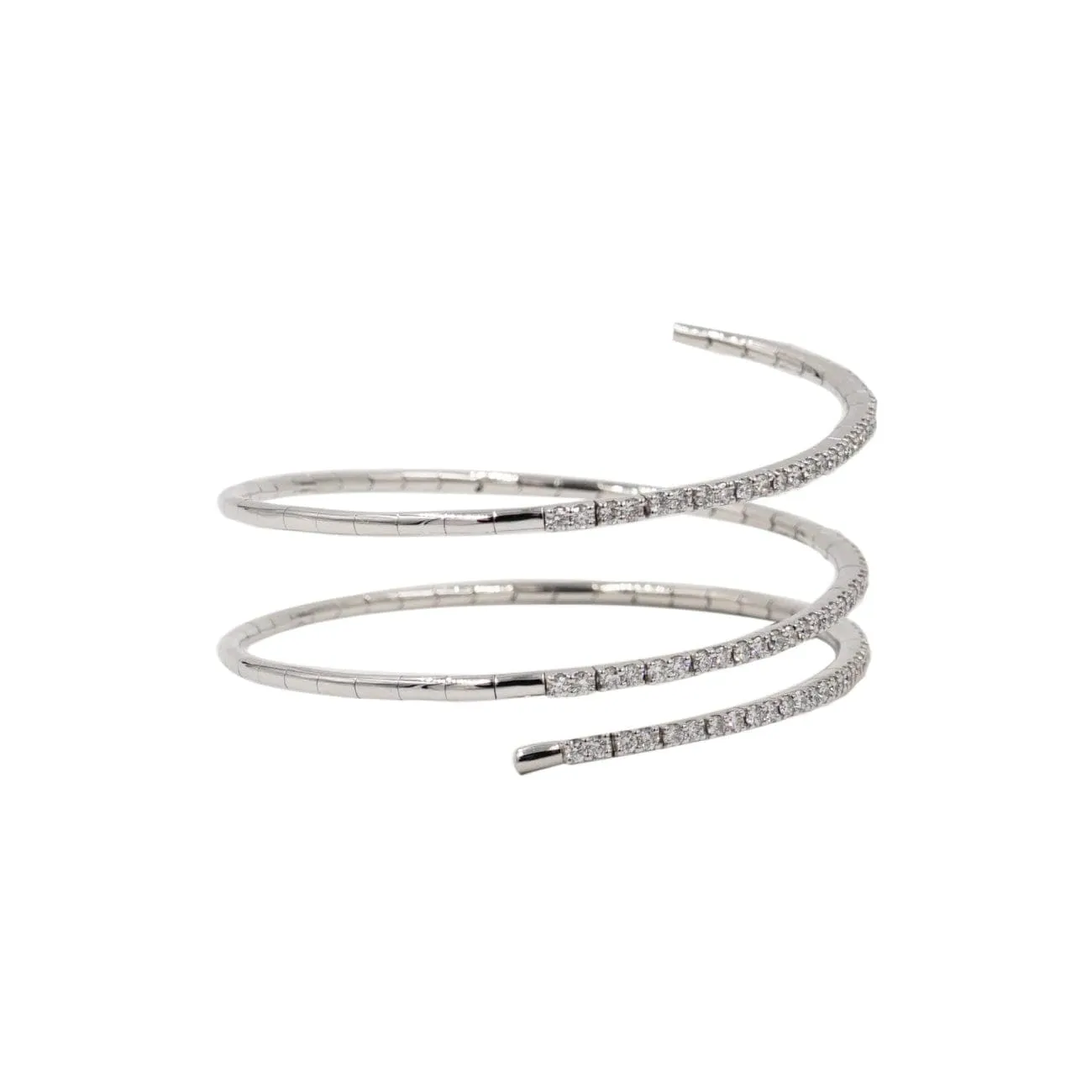 Long 3 Loop Expandable Diamond 18K White Gold Bracelet