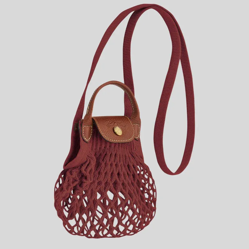 LONGCHAMP Le Pliage Filet XS Mesh Bag Mahogany RB-10139HVH