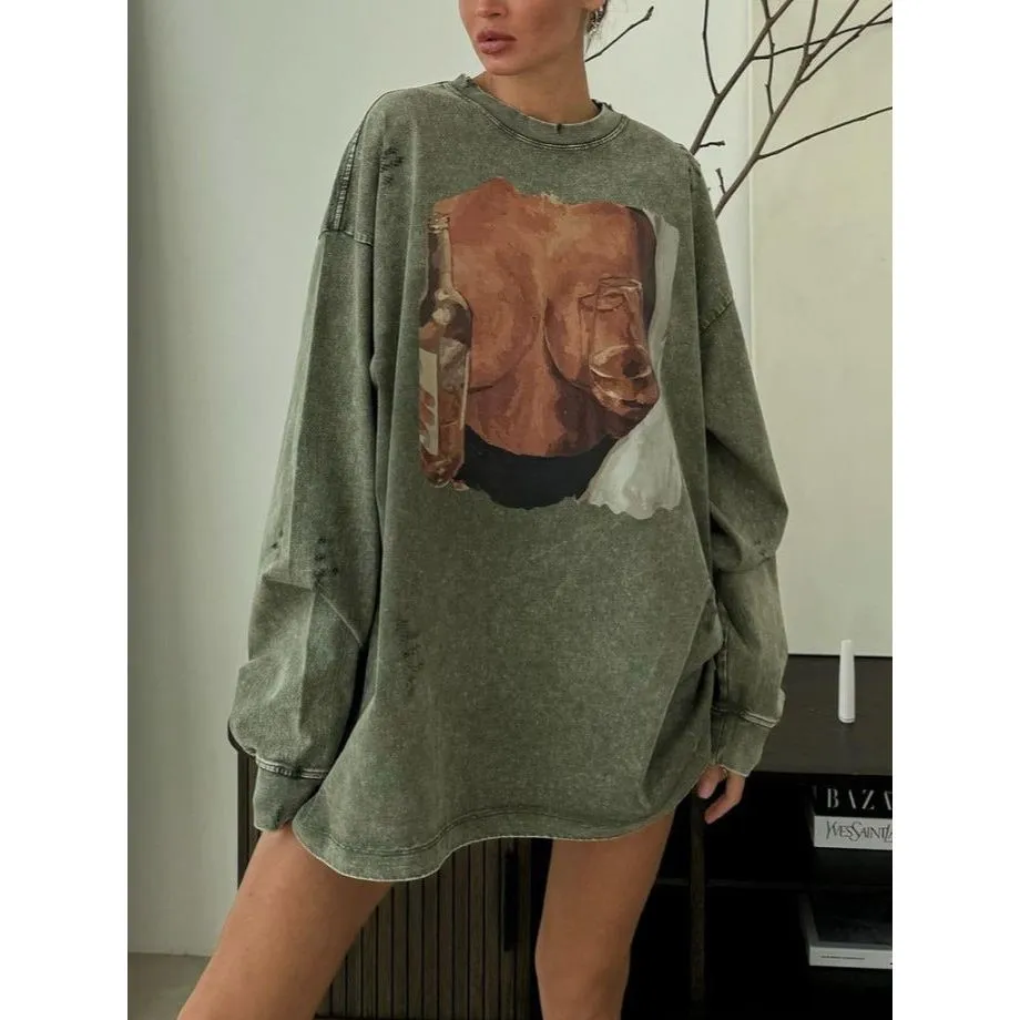Loose Long-sleeved Pullover Sweatshirt