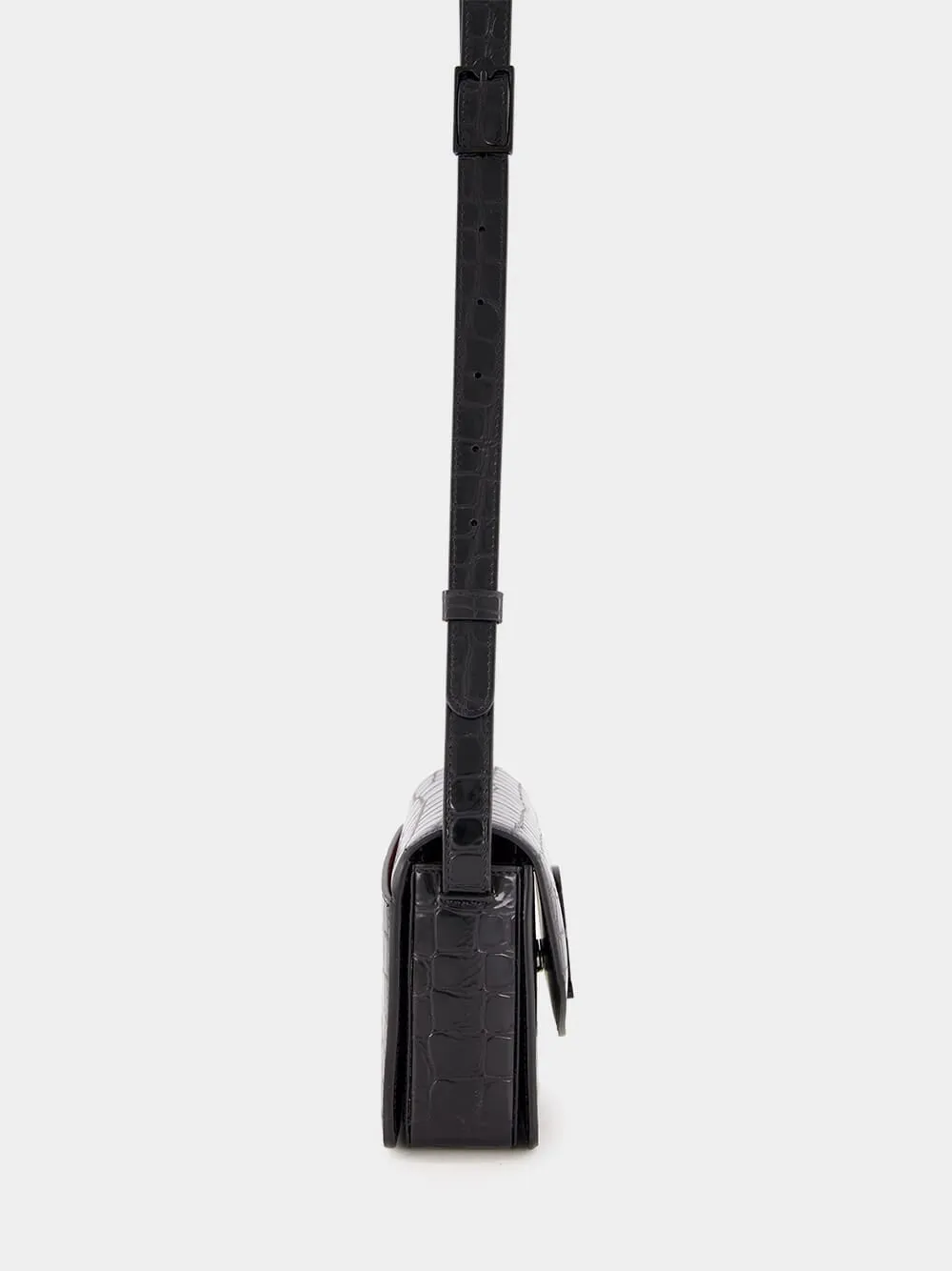 Loubi54 Black Alligator-Embossed Bag