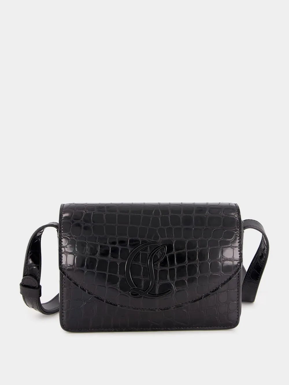 Loubi54 Black Alligator-Embossed Bag