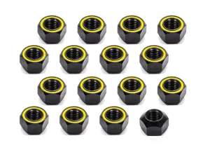 Lug Nut - 5/8-11 in Right Hand Thread - 1 in Hex Head - 45 Degree - Open End - Aluminum - Black Anodized / Reflective Yellow - Set of 20