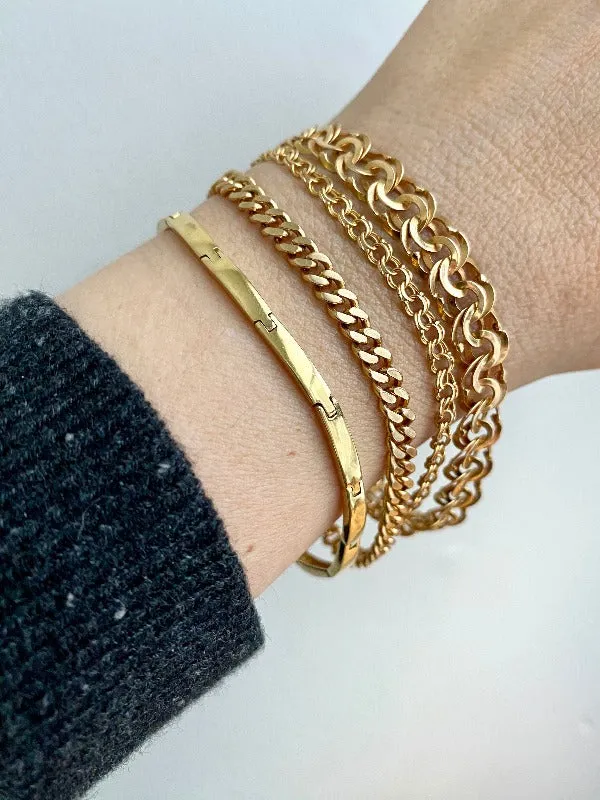 Luxe 1962 Swedish vintage curb link bracelet - 18k solid gold chain bracelet - 14.2g