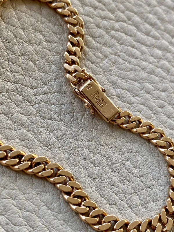 Luxe 1962 Swedish vintage curb link bracelet - 18k solid gold chain bracelet - 14.2g