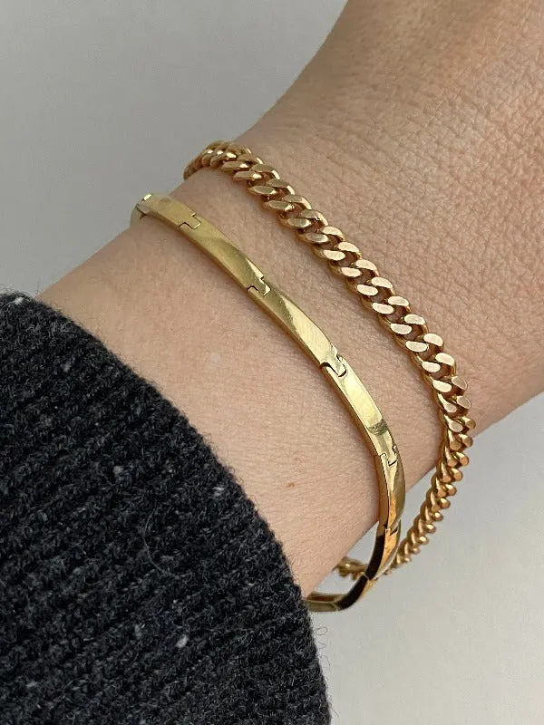 Luxe 1962 Swedish vintage curb link bracelet - 18k solid gold chain bracelet - 14.2g