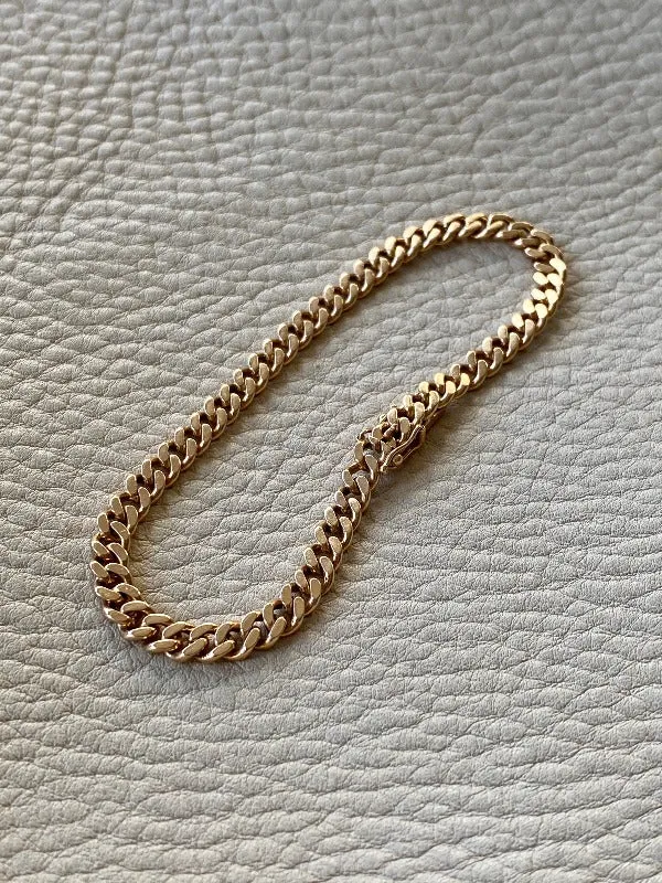 Luxe 1962 Swedish vintage curb link bracelet - 18k solid gold chain bracelet - 14.2g