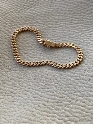 Luxe 1962 Swedish vintage curb link bracelet - 18k solid gold chain bracelet - 14.2g