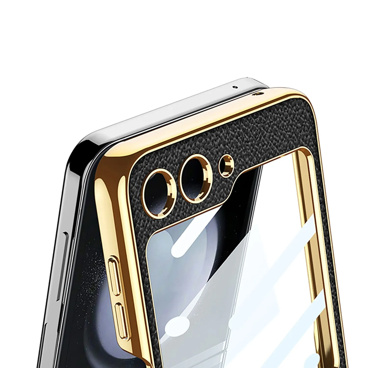 Luxury Leather Samsung Z Filp5 Phone Case With Crossbody Rope